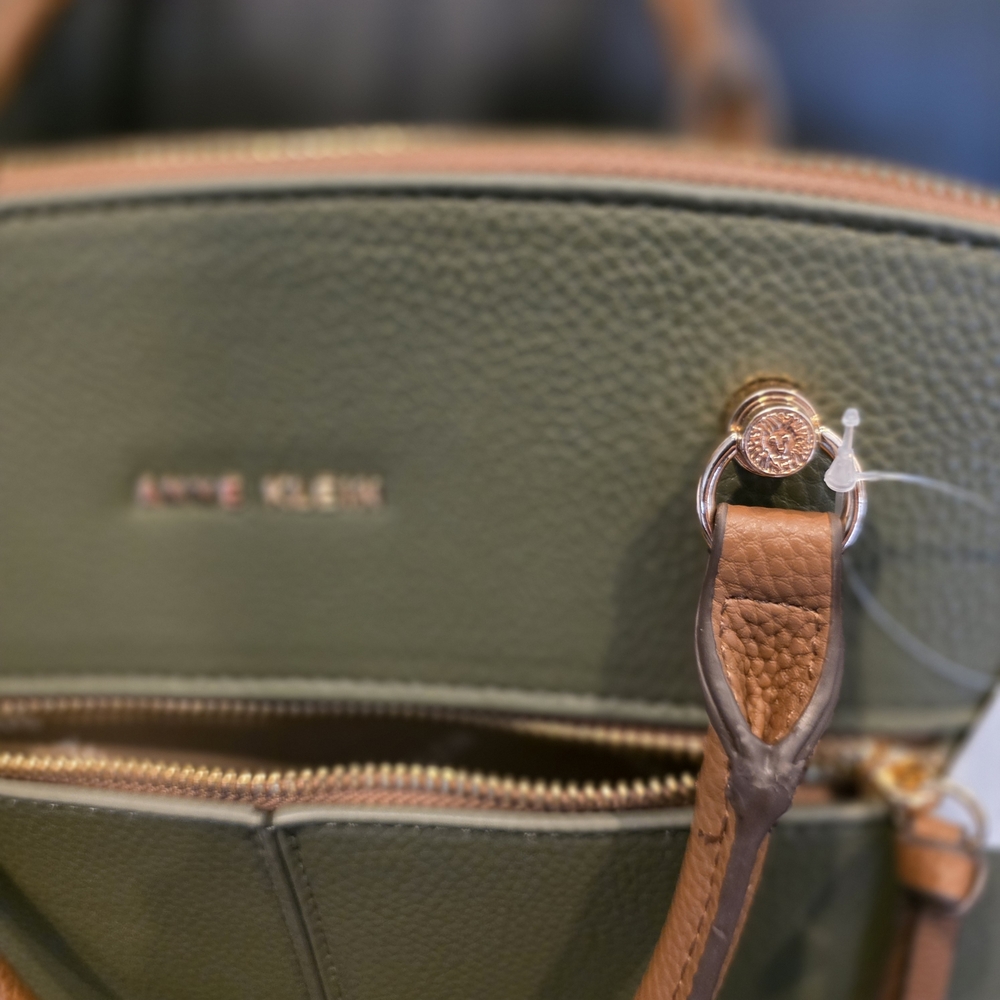 Anne Klein Green Olive and Brown Satchel Bag NWT - Picture 7 of 10